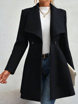 Collared Neck Button Up Long Sleeve Coat