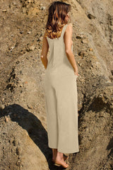 Pocketed Wide Leg Overall