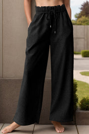 Drawstring Wide Leg Active Pants