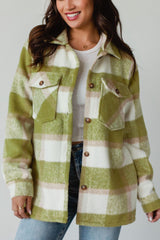 Pocketed Plaid Collared Neck Shacket