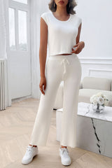 Devine Ribbed Round Neck Top and Pants Set